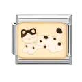 Italian charm link featuring a cute cartoon cat with black spots in gold finish - 1x0.9cm / Cow Cat