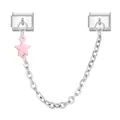 Italienisches modulares Sicherheitsketten-Glied mit rosa Sternanhänger aus Edelstahl - Doppelbasis Anhänger Sicherheitskette / Rosa Stern (Pentagramm 5)