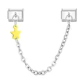 Italienisches Armband-Modul aus Edelstahl mit Gliedern und einem gelben Stern-Anhänger - Doppelbasis Anhänger Sicherheitskette / Gelber Stern (Pentagramm 6)