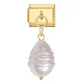 Italian style DIY bracelet link charm with golden finish and baroque pearl drop - Baroque Pearl