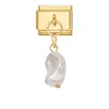Italian charm link in gold finish featuring a natural baroque pearl pendant charm - Baroque Pearl