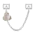 Italian charm link with silver metal dual modules and translucent rose flower pendant - Rose Style 1 (Silver)