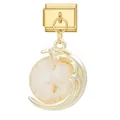 Italian charm link with crescent moon gold pendant and sparkling faceted gemstone - Gold Crescent Gold Foil Ball