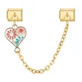 Goldenes Modul-Glied mit Herz-Gänseblümchen-Anhänger für italienische Armbänder - Goldbasis Buntes Gänseblümchen Herz