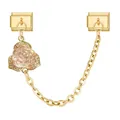 Italian charm bracelet connector with golden rose pendant and sparkling crystal accents - Rose Style 4 (Gold)