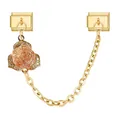 Italian charm bracelet safety chain with gold modular links and pink rose pendant - Rose Style 6 (Gold)