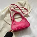 Rose pink faux leather crossbody bag with stylish gold studs and adjustable shoulder strap - Rose Red