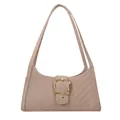 Schultertasche aus Filz in Rosa mit Steppmuster und goldener Metallschnalle - Khaki