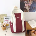 Minimalist color-block backpack in white and burgundy with Fashion emblem - Burgundy