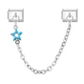 Italienisches Charm-Armband-Glied mit Doppelmodul und blauem Stern-Anhänger aus Emaille - Doppelmodul-Basis mit blauem hohlem Sternanhänger und Kette / Blau
