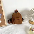 Vintage brown corduroy mini backpack with front zipper pocket and adjustable straps - Brown