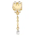 Italienischer Modul-Charm in Gold mit Perlenherz und tropfenförmigem Kristallanhänger - Herz Perle Schleife (Herz 1) / 1x0,9 cm