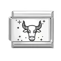 Italiaanse bedelschakel met sterrenbeeld Stier van zilverkleurig roestvrij staal - Stier / 1x0.9 cm