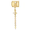 Italienischer Charm-Link in Gold mit Stern-Anhänger und funkelnden Kristallen - Achteckiger Stern Kristall Quaste (Quadratische Platte) / 1x0,9 cm