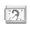 Stainless steel modular charm with Capricorn zodiac sign for DIY Italian link bracelet - Capricorn / 1x0.9cm