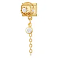 Italienischer Modul-Charm in Gold mit Mond- und Sternanhänger und Kristallen - Hohler Stern Mond Anhänger (Mond 2) / 1x0,9 cm