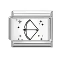 Italian charm bracelet link in stainless steel featuring Sagittarius bow and star design - Sagittarius / 1x0.9cm