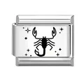 Italian style stainless steel modular link with Scorpio constellation engraving - Scorpio / 1x0.9cm