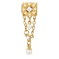 Italienisches Armband-Modul mit Goldbasis, quadratischem Kristall und hängenden Perlen - Perle Kristall Quadratische Basis Quaste (Rund) / 1x0,9 cm