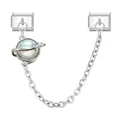 Maglia per bracciale modulare tipo italiano in acciaio con ciondolo Saturno cangiante - Pianeta Tre Argento
