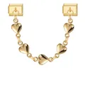 Italian style gold modular bracelet charm with five polished heart pendants links - Double Module Heart Dangle Style / Gold