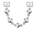 Italian modular charm featuring five dangling hearts on a silver stainless steel base link - Silver