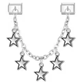 Italian charm bracelet component with five star pendants in vintage silver finish - Silver