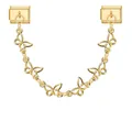 Italian charm link bracelet featuring gold butterfly charms and rectangular modules - Butterfly 1 (Double Pendant) / Modular Link / Gold