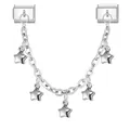 Italian charm bracelet double link in silver with five hanging metallic stars - Double Module 3D Star Dangle Style / Silver