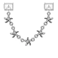 Italian modular charm bracelet link featuring five polished silver starfish pendants - Starfish (Double Pendant) / Modular Link / Silver