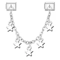 Silver stainless steel modular link charm with chain and five five-pointed star pendants - Silver