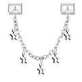 Silver modular safety chain with five star pendants for stainless steel bracelets - Double Module Hollow Star Style / Silver