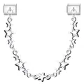 Italian charm link bracelet component featuring silver star charms on a double-link base - Pentagram 2 (Double Pendant) / Modular Link / Silver