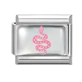 Italian charm link in stainless steel with a pink star-patterned snake design - 1*0.9cm / Pink Star Snake Pattern (Pink-6)