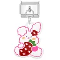 Italian modular charm featuring a cute white rabbit holding a big red strawberry - Strawberry Rabbit Style