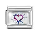 Italian modular charm in stainless steel featuring a colorful gradient heart design - Gradient Starburst Heart Style (Iridescent-1)