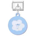 Italian modular charm featuring blue cloud pendant with crown icon for DIY bracelets - Blue And White Cloud Plate Style