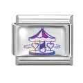 Italian charm link featuring a carousel with purple and orange gradient for DIY bracelets - Colorful-7 / 1*0.9cm [out Of Stock Minimum Order 100] Please Contact Customer Service To Add To Inventory.