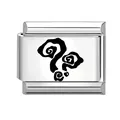 Italian charm link in polished stainless steel with minimalist black swirl design - Abstract Cloud Spiral (2)