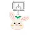 Italian modular charm bracelet link featuring a cute cartoon rabbit pendant on steel - Cute Rabbit With Sprout Style
