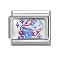 Italian modular charm in polished stainless steel with dollar money bag design - US Dollar Money Bag Style (Iridescent-8)