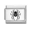 Italian modular charm featuring a black spider and number zero on silver steel base - Spider with Zero (4)