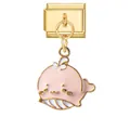 Italian charm link with a cute pink enamel whale pendant in gold-plated stainless steel - Pink Cute Whale (Gold Base - Fish 3) / Gold