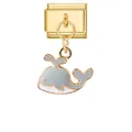 Italian modular charm in gold finish featuring a cute blue whale drop oil pendant - Grey Blue Simple Whale (Gold Base - Fish 4) / Gold