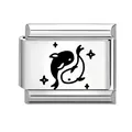 Italienisches Charm-Glied aus Edelstahl mit schwarz-weißem Fisch- und Sternemuster - Yin Yang Fische und Sterne (6)