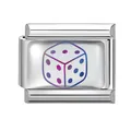 Italian charm bracelet link with polished stainless steel and colorful dice motif - Colorful-13 / 1*0.9cm [out Of Stock Minimum Order 100] Please Contact Customer Service To Add To Inventory.