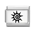 Italienischer Charm-Link mit schwarzem Sonnenspiral-Muster aus Edelstahl - Spiral-Sonne (9)