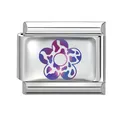 Italian modular charm with colorful purple gradient flower pattern in stainless steel - Colorful-14 / 1*0.9cm [out Of Stock Minimum Order 100] Please Contact Customer Service To Add To Inventory.