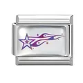 Italian modular charm link in stainless steel with colorful shooting star gradient pattern - Meteor Flame Star Style (Multicolor-15)