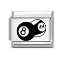 Italienisches Charm-Glied mit 8-Ball und 14-Ball Billard-Motiven aus Edelstahl - Billard 8 und 14 (14)